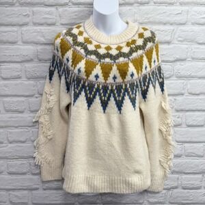 Anthropologie Greylin Fair Isle Sweater Nordic Fringe Southwest Woman's Sz Small